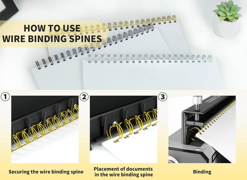 RAYSON Binding Wire Spines, 9/16 Inch, 21 Holes, 11 inch Length - 2:1 Pitch Double Loop Binding Wires Capacity 125 Sheets, Glod, 100 Per Box to Bind Reports and Projects - Image 4